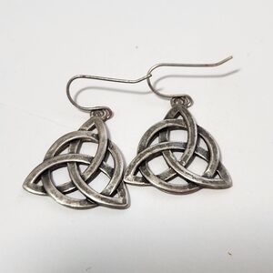 celtic pewter dangle wire pierced earrings costume fashion